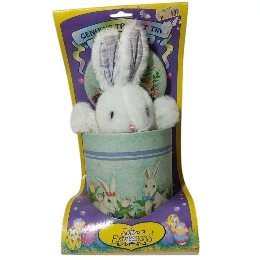 Dan Dee Soft Expressions Bunny‎ Rabbit Plush With Keepsake Collectors Tin Easter